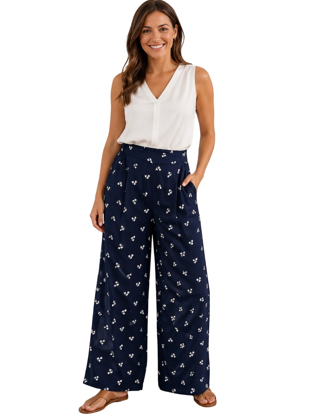 Cabi Sashay Floral Palazzo Wide Leg Pants
